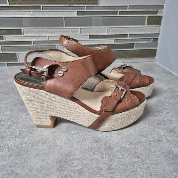7 Michael Kors Brown Leather Platform Sandals - Picture 9 of 14